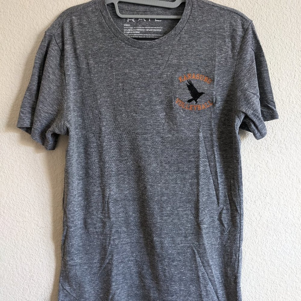 Embroidered Haikyuu Inspired Karasuno Volleyball Grey Gray Short Sleeve Tshirt